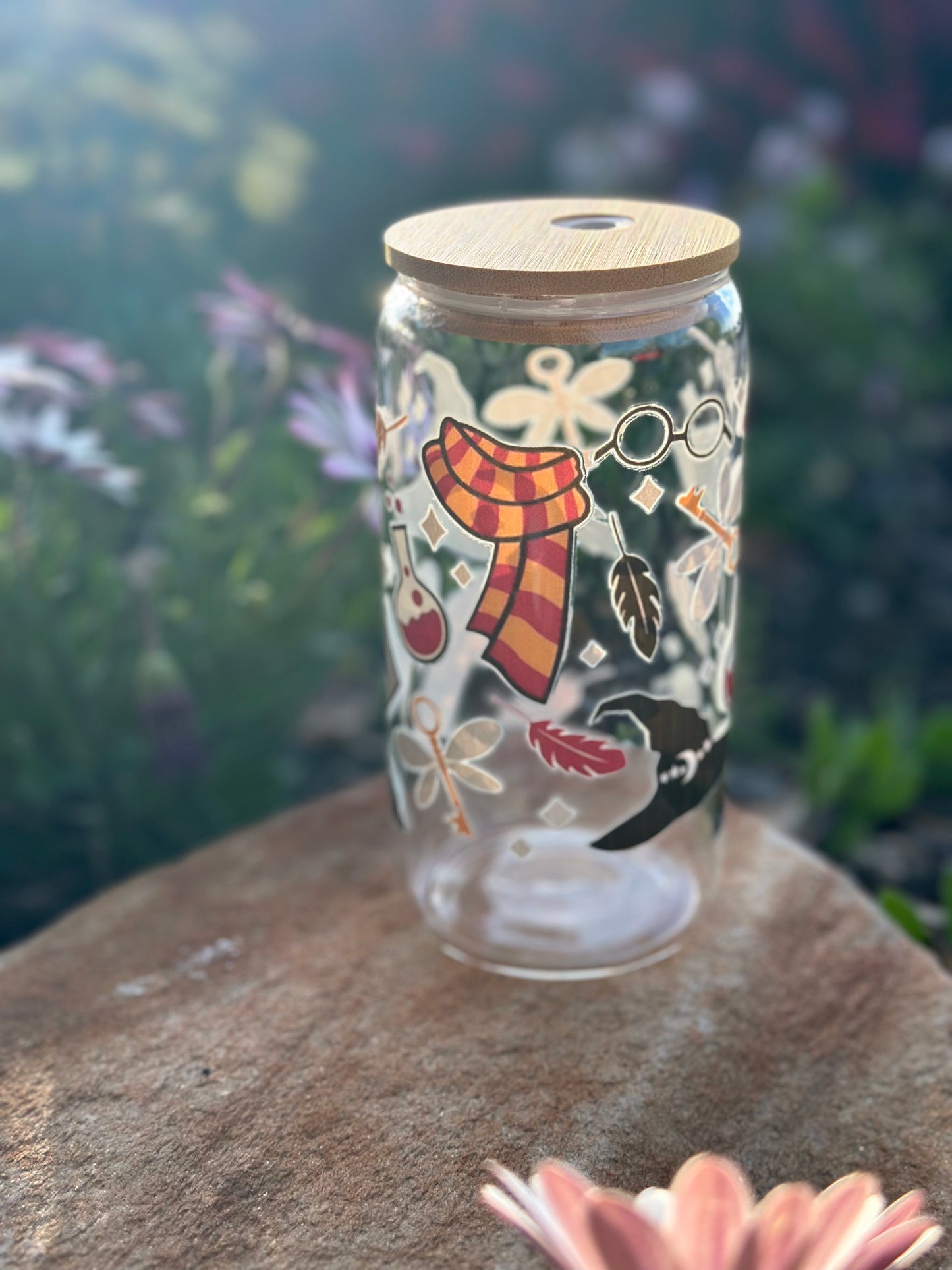 Eco-Friendly Glass Tumbler: Bamboo Lid & Reusable Straw (Magical)