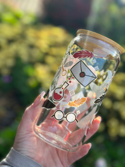 Eco-Friendly Glass Tumbler: Bamboo Lid & Reusable Straw (Magical)