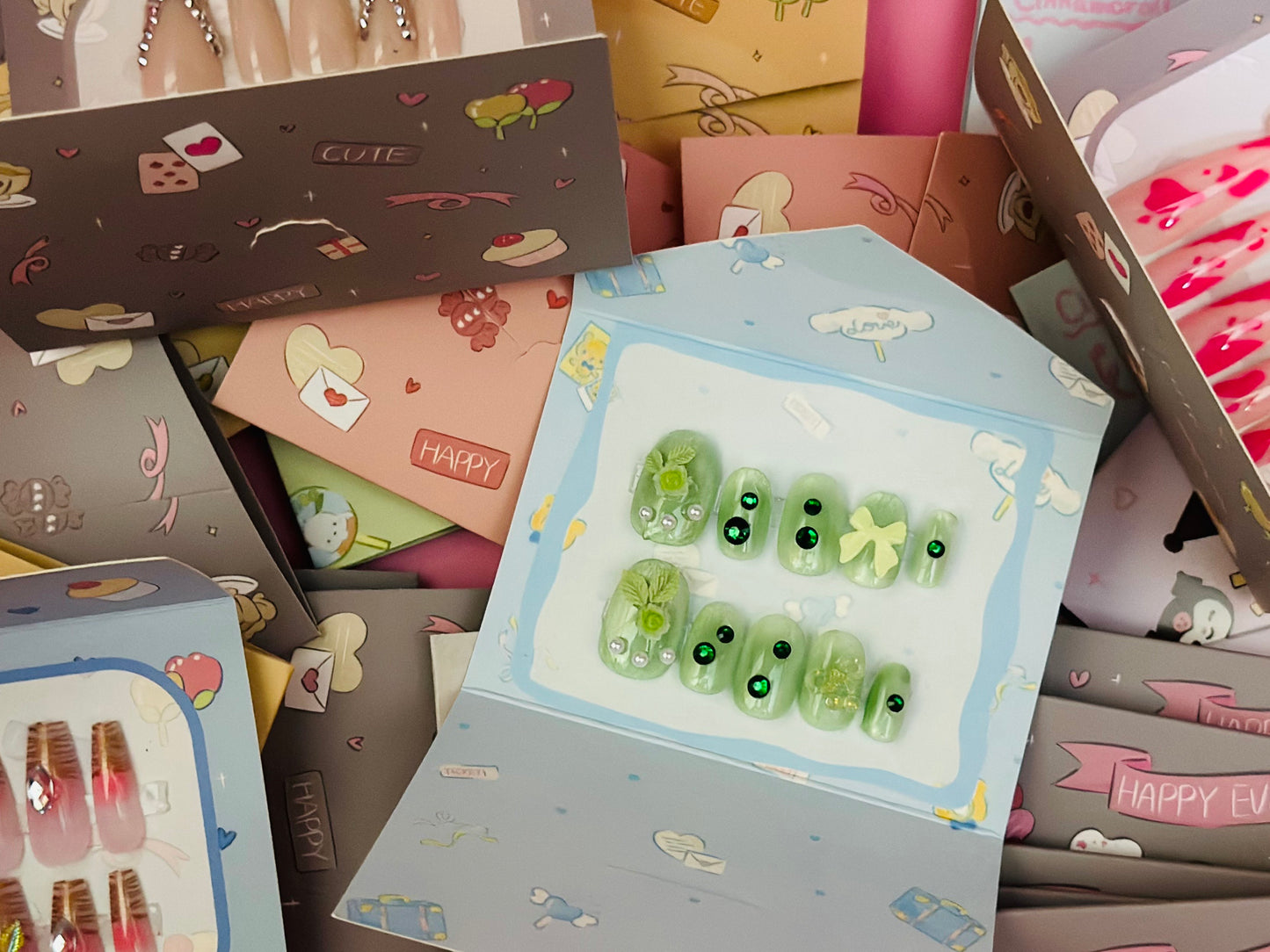 Mystery Press-On Nails: 10pc Acrylic Nail Art, Random Designs