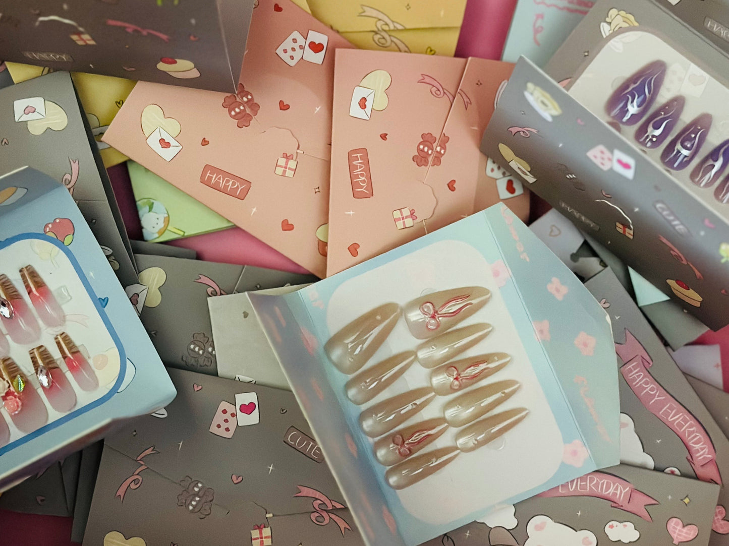 Mystery Press-On Nails: 10pc Acrylic Nail Art, Random Designs