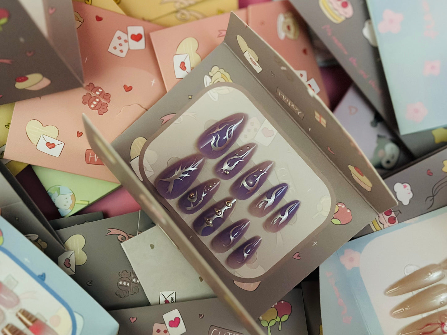 Mystery Press-On Nails: 10pc Acrylic Nail Art, Random Designs