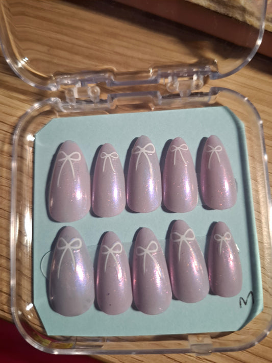 Pretty pink bow press on nails